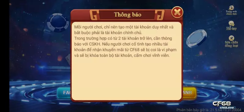 Những điều khoản chung tại CF68