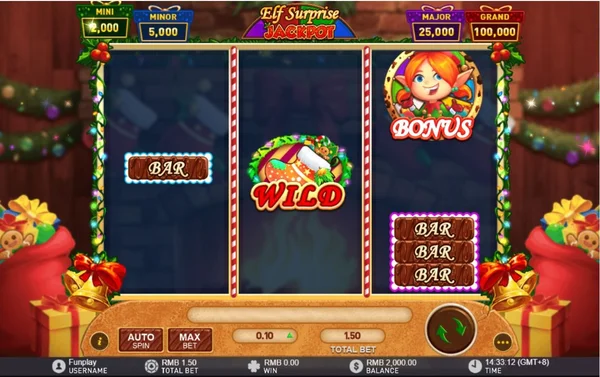 Giao diện trò chơi Elf Surprise Jackpot