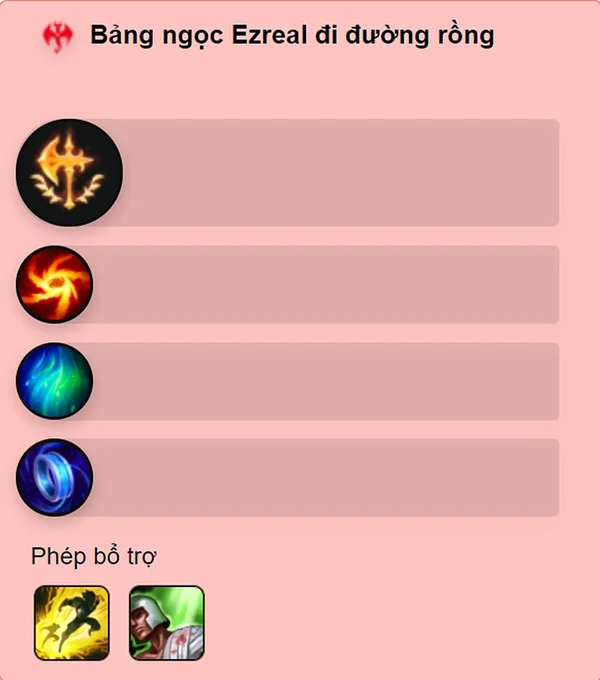 Bảng ngọc Ezreal khi đi đường Rồng