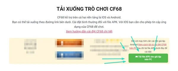 Sử dụng phần mềm giả định để tải cf68 trên máy tính