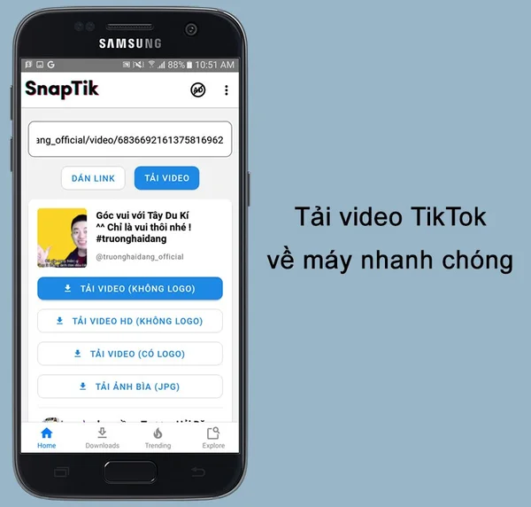 Chỉ mất vài giây để hoàn tất tải video tiktok với ứng dụng SnapTik