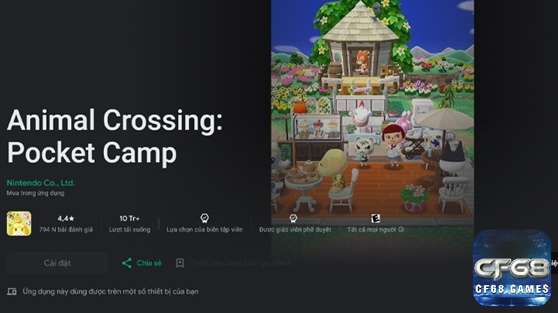 CF68.ONLINE chia sẻ cực chi tiết cách tải animal crossing: Pocket Camp