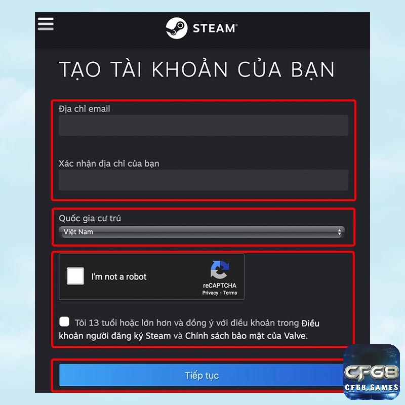 CF68.ONLINE chia sẻ cực chi tiết cách tạo tài khoản Steam cho anh em tân thủ