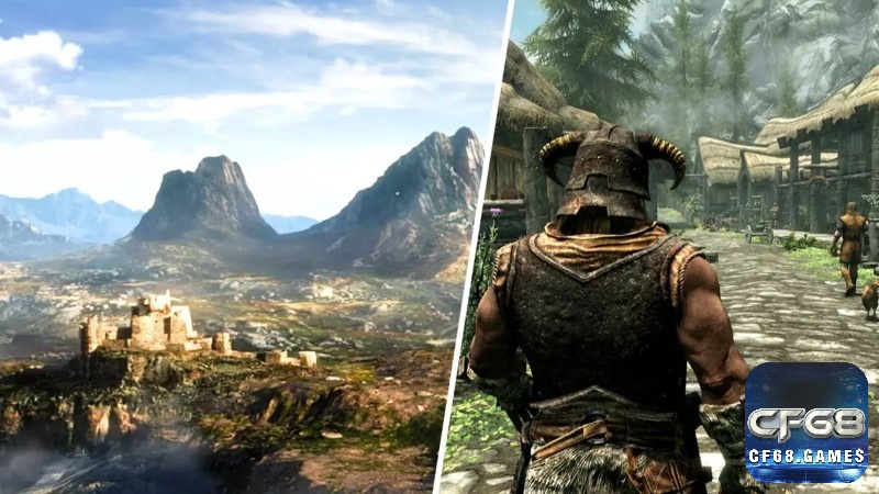 Đồ họa của Skyrim: The Elder Scrolls V ấn tượng với phong cảnh thiên nhiên hùng vĩ, kiến trúc độc đáo và hệ sinh thái đa dạng