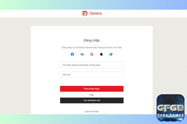 Đăng nhập vào tài khoản Garena