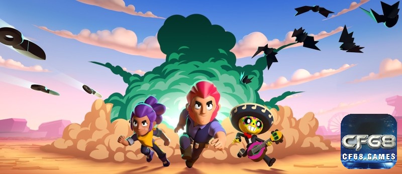 Hình ảnh các nhân vật trong Brawl Stars đang tham gia vào trận chiến